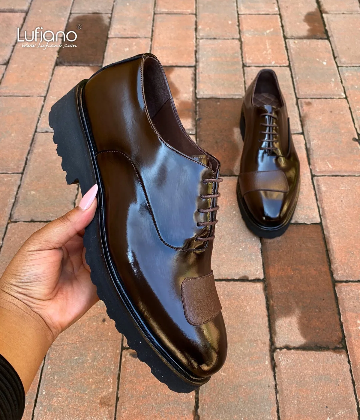 145  Lufiano Lace Up: Brown