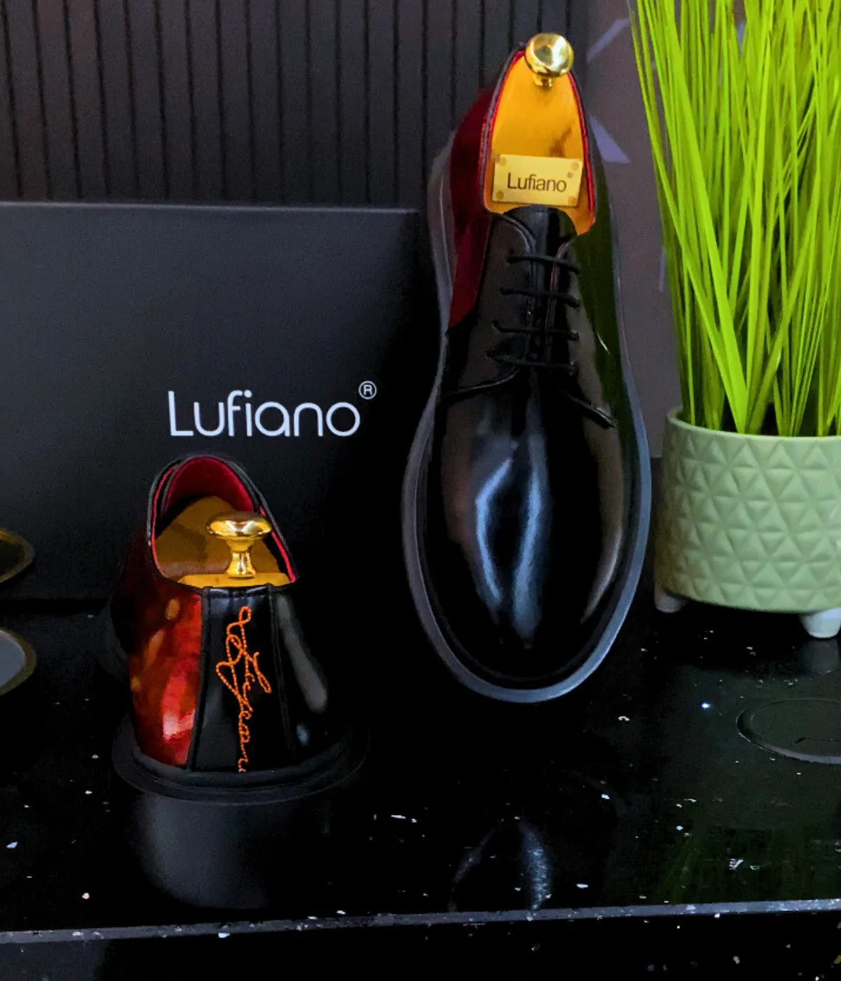 161  Lufiano Lace Up: Black and Copper
