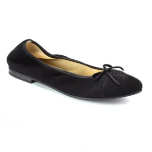 1623 - Black Suede Flats for Teen/Women by London Kids