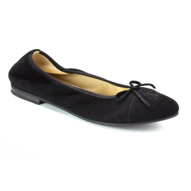 1623 - Black Suede Flats for Teen/Women by London Kids