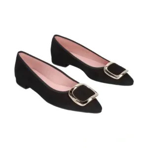 50070 - Black Suede Flats for Teen/Women by Pretty Ballerinas