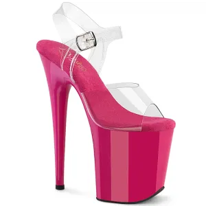8 Inch Heel FLAMINGO-808 Clear Hot Pink