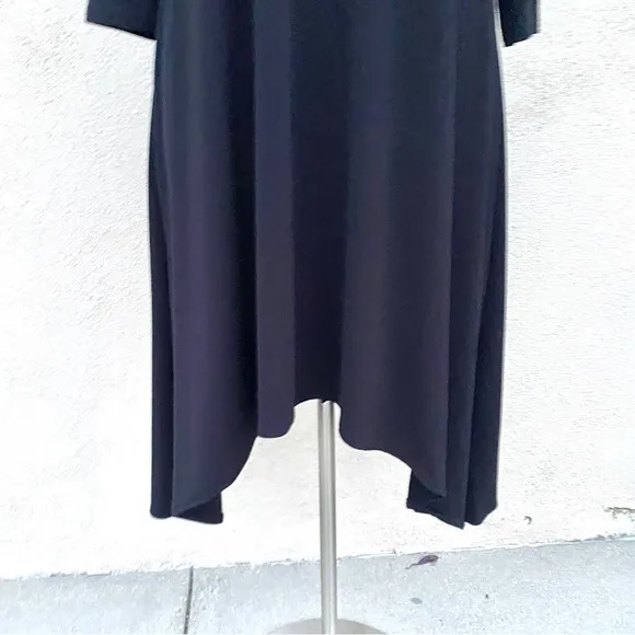 Alfani dress black knit handkerchief midi hi low plus size 16W new fit &amp; flare