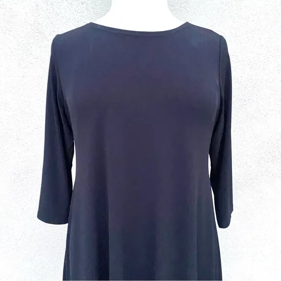 Alfani dress black knit handkerchief midi hi low plus size 16W new fit &amp; flare