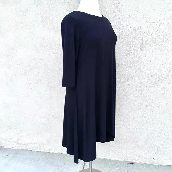 Alfani dress black knit handkerchief midi hi low plus size 16W new fit &amp; flare