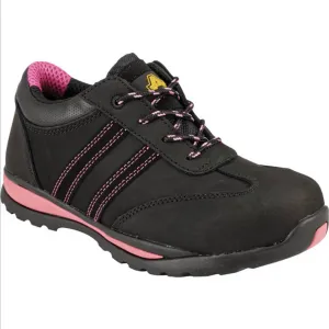 Amblers Safety Trainers Women's Standard Fit Black Leather Steel Toe Size 5