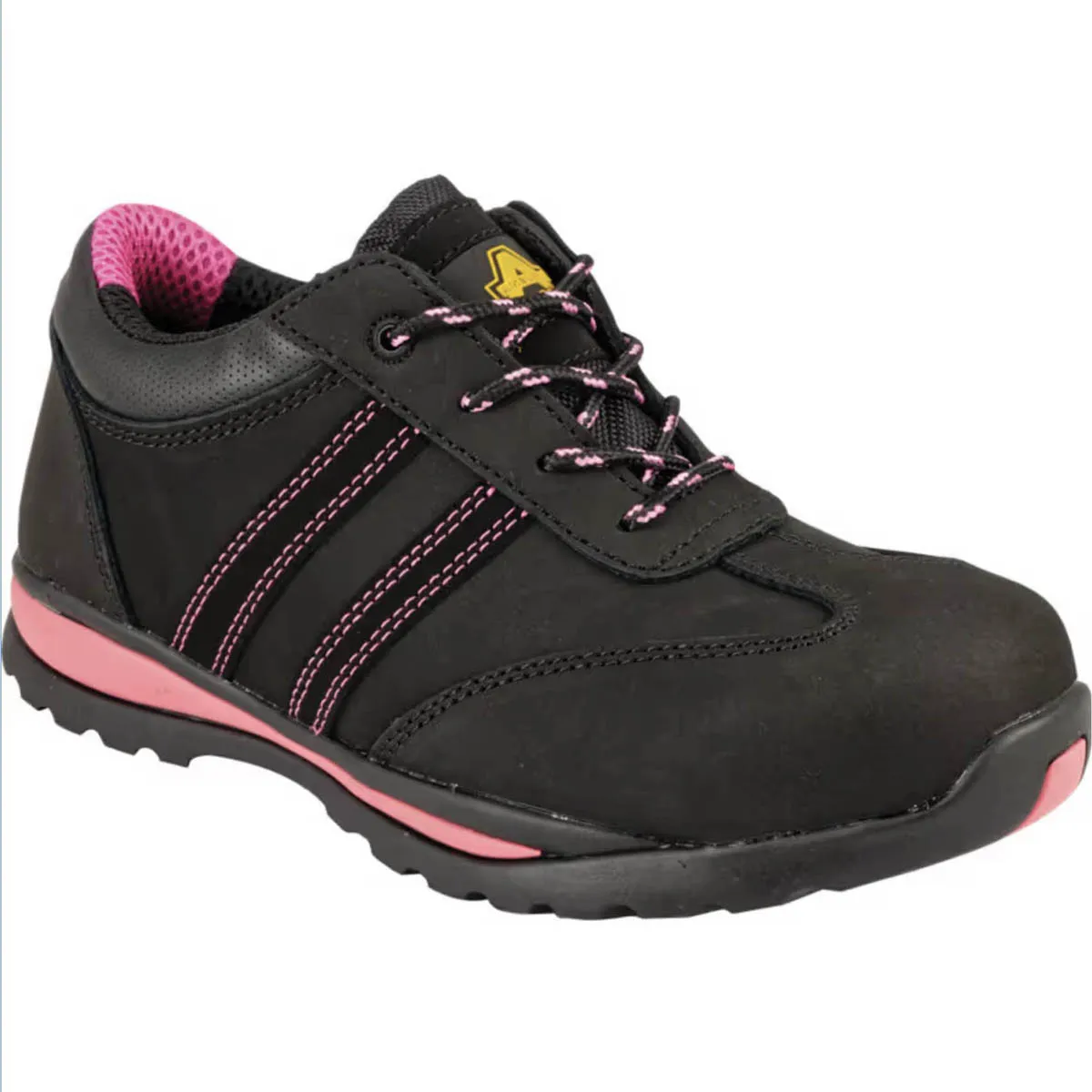 Amblers Safety Trainers Women's Standard Fit Black Leather Steel Toe Size 5