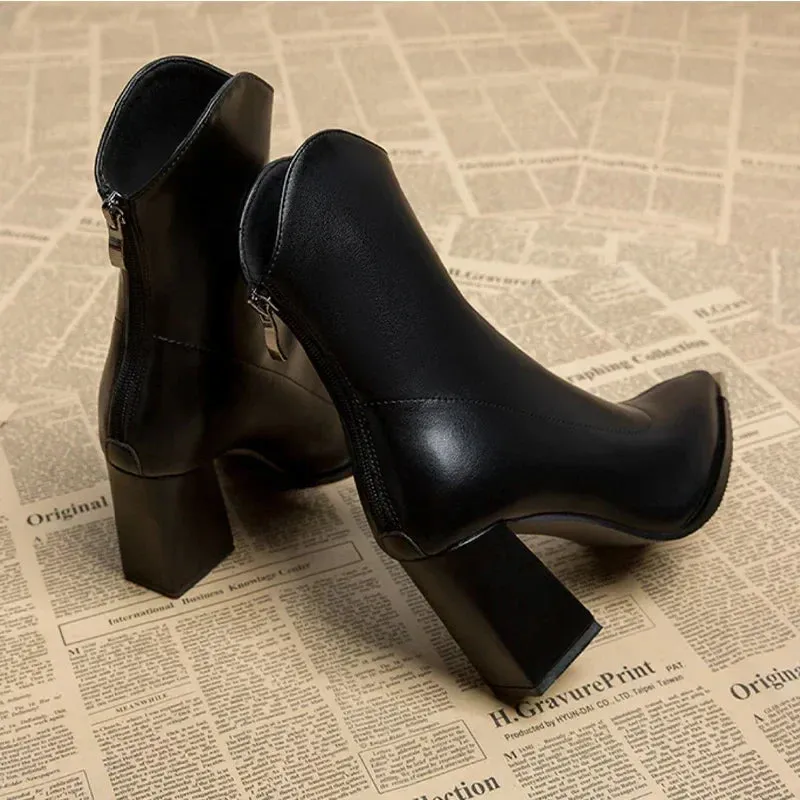 Aniyah | Comfortable Leather Heels Boots for Women