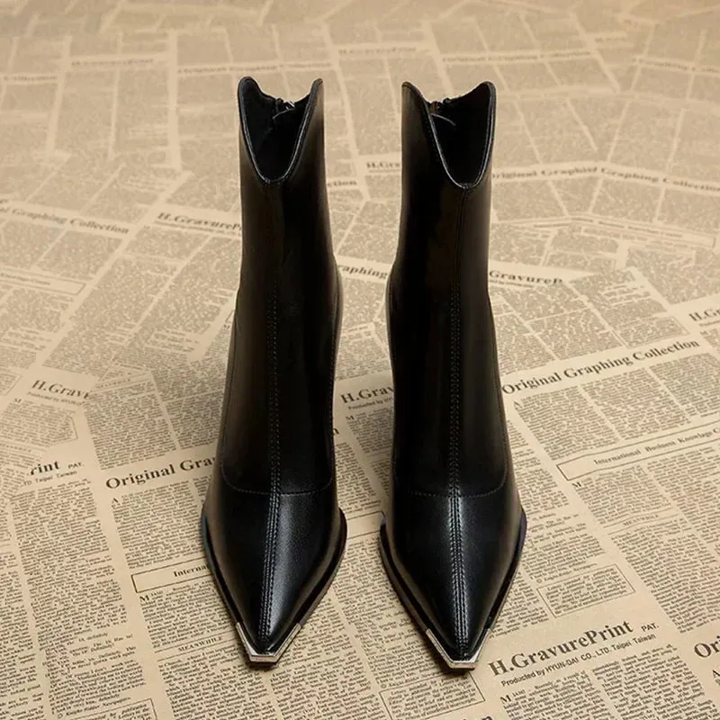 Aniyah | Comfortable Leather Heels Boots for Women