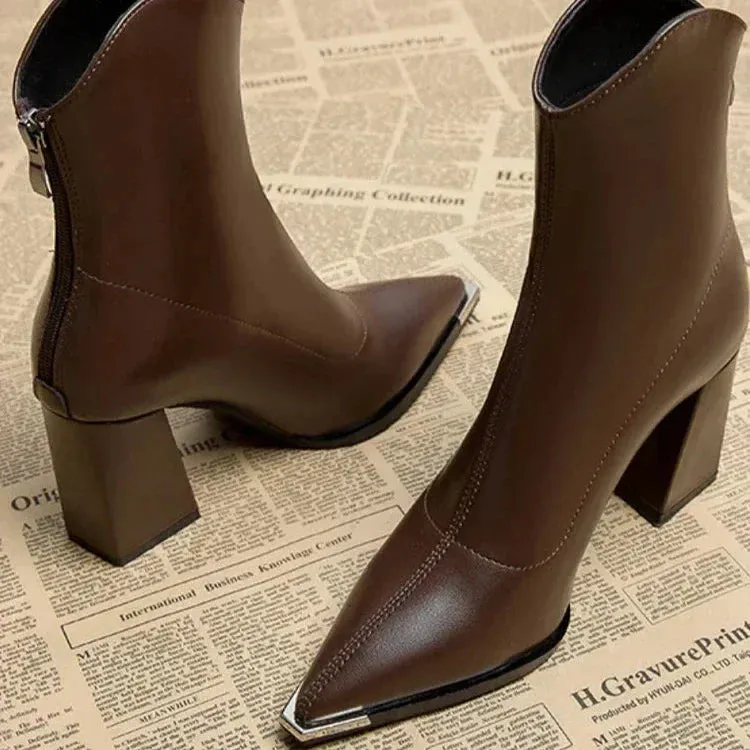 Aniyah | Comfortable Leather Heels Boots for Women