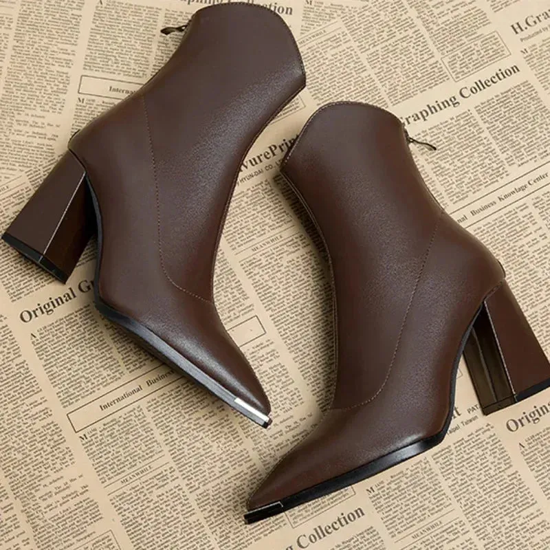 Aniyah | Comfortable Leather Heels Boots for Women
