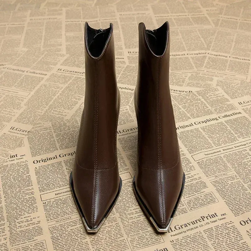 Aniyah | Comfortable Leather Heels Boots for Women