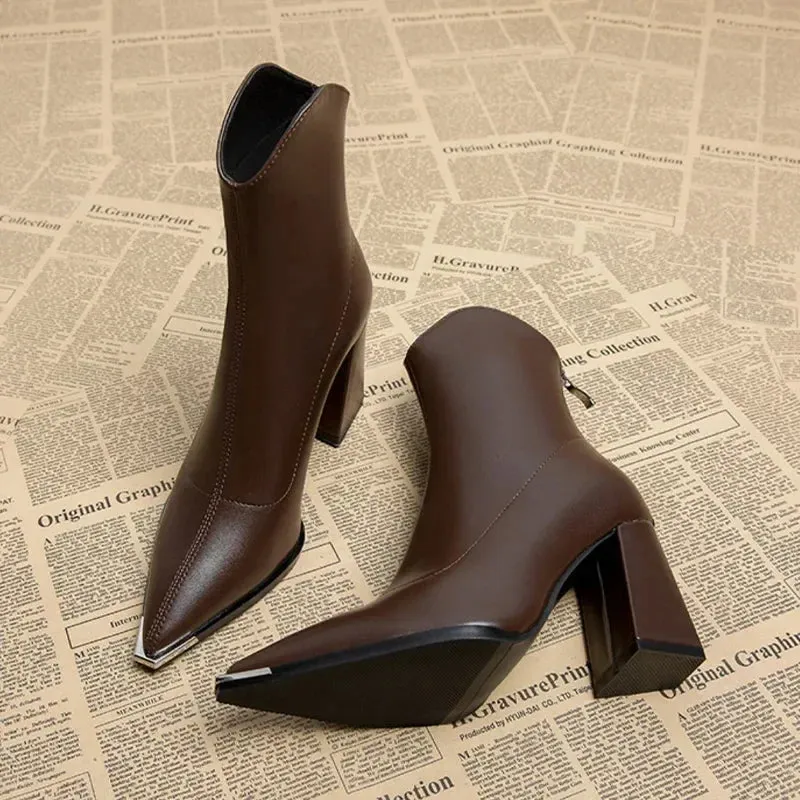 Aniyah | Comfortable Leather Heels Boots for Women