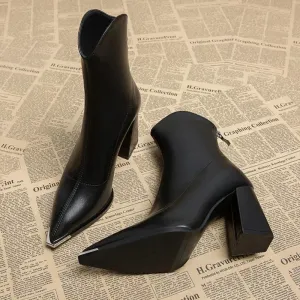 Aniyah | Comfortable Leather Heels Boots for Women