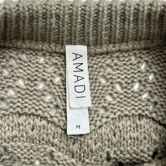 Anthropologie Amadi Oversized Textured Pointelle Chunky Knit Sweater Wool Size M