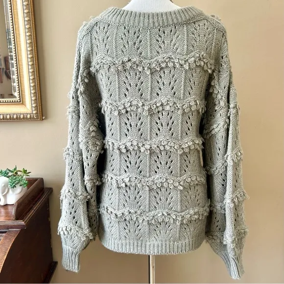 Anthropologie Amadi Oversized Textured Pointelle Chunky Knit Sweater Wool Size M