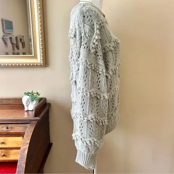 Anthropologie Amadi Oversized Textured Pointelle Chunky Knit Sweater Wool Size M