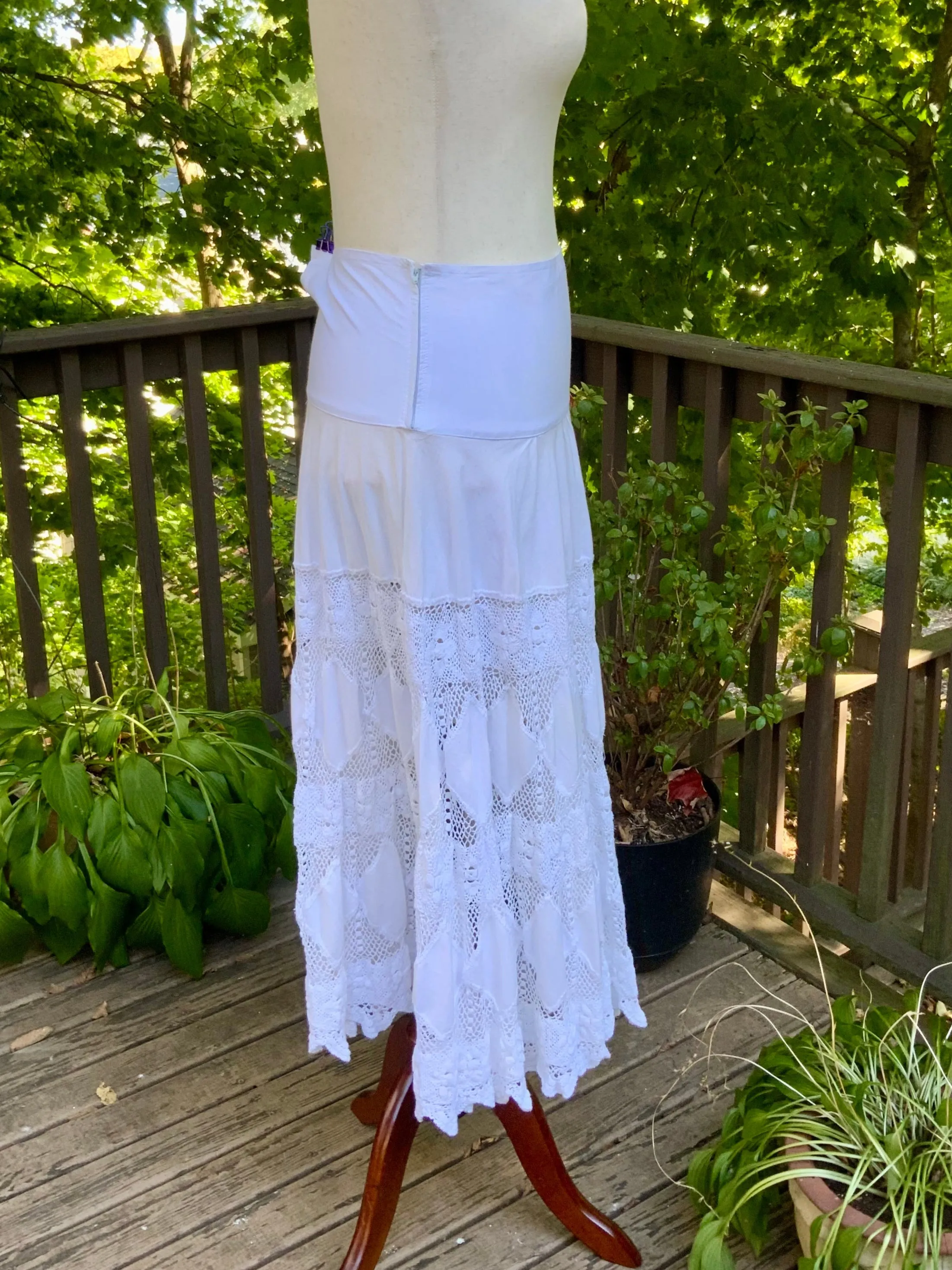 Antique Skirt Cotton and Irish Lace - 20s - 20S