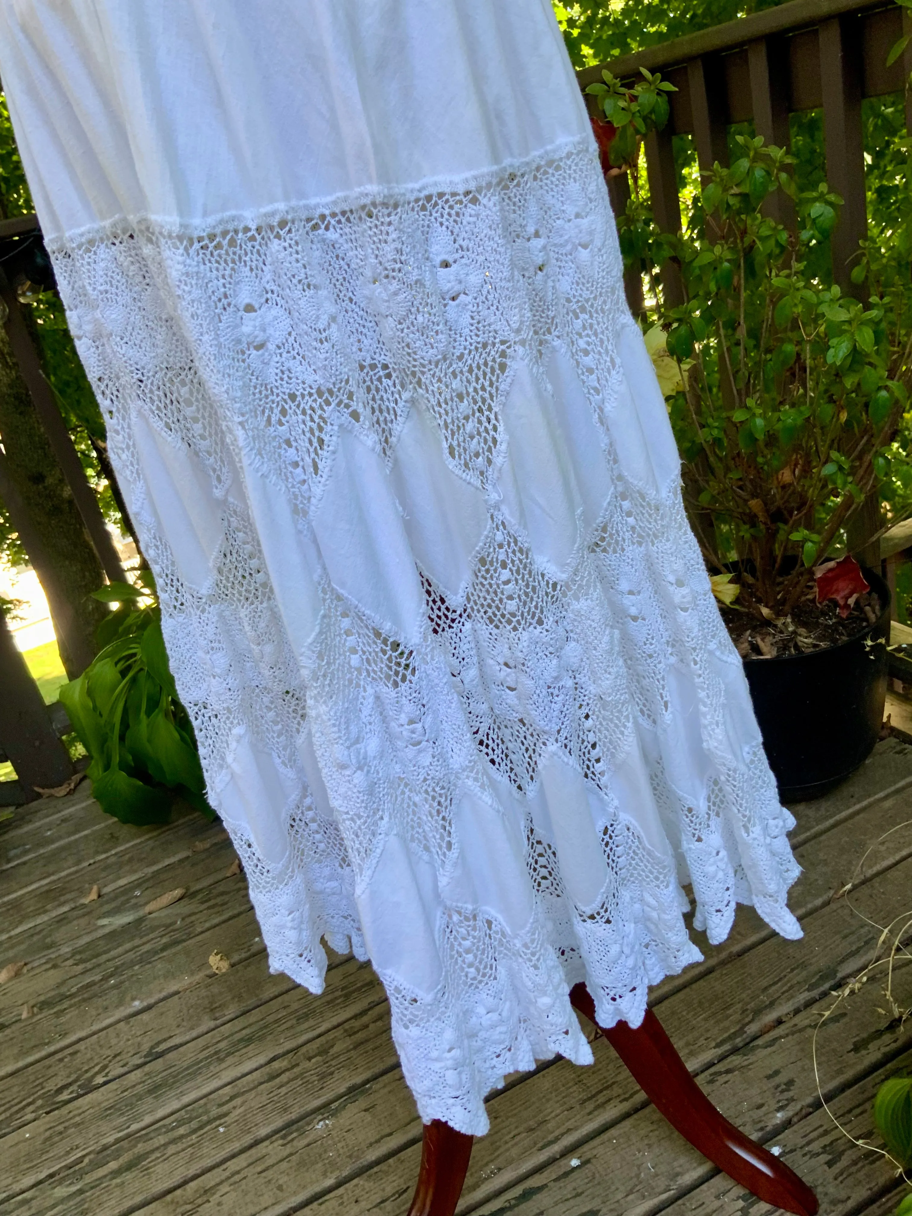 Antique Skirt Cotton and Irish Lace - 20s - 20S