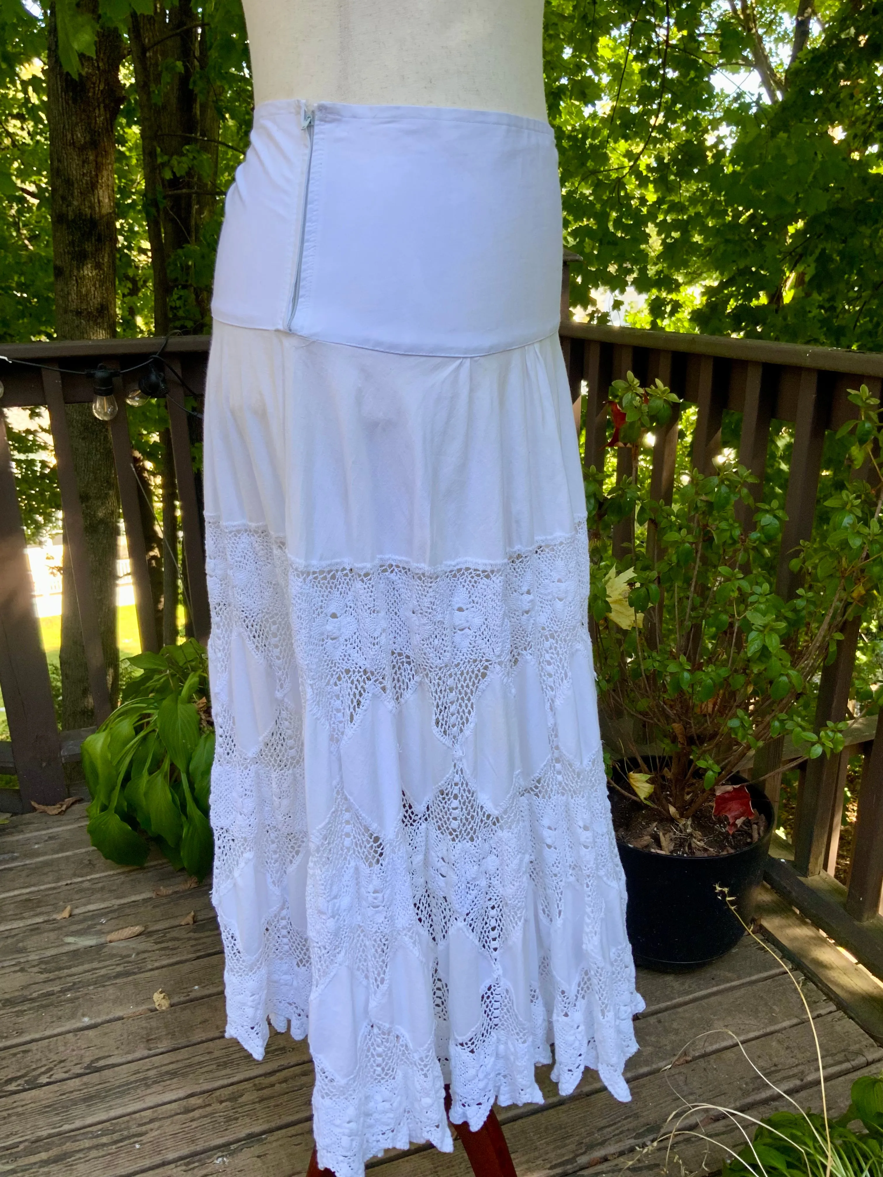 Antique Skirt Cotton and Irish Lace - 20s - 20S