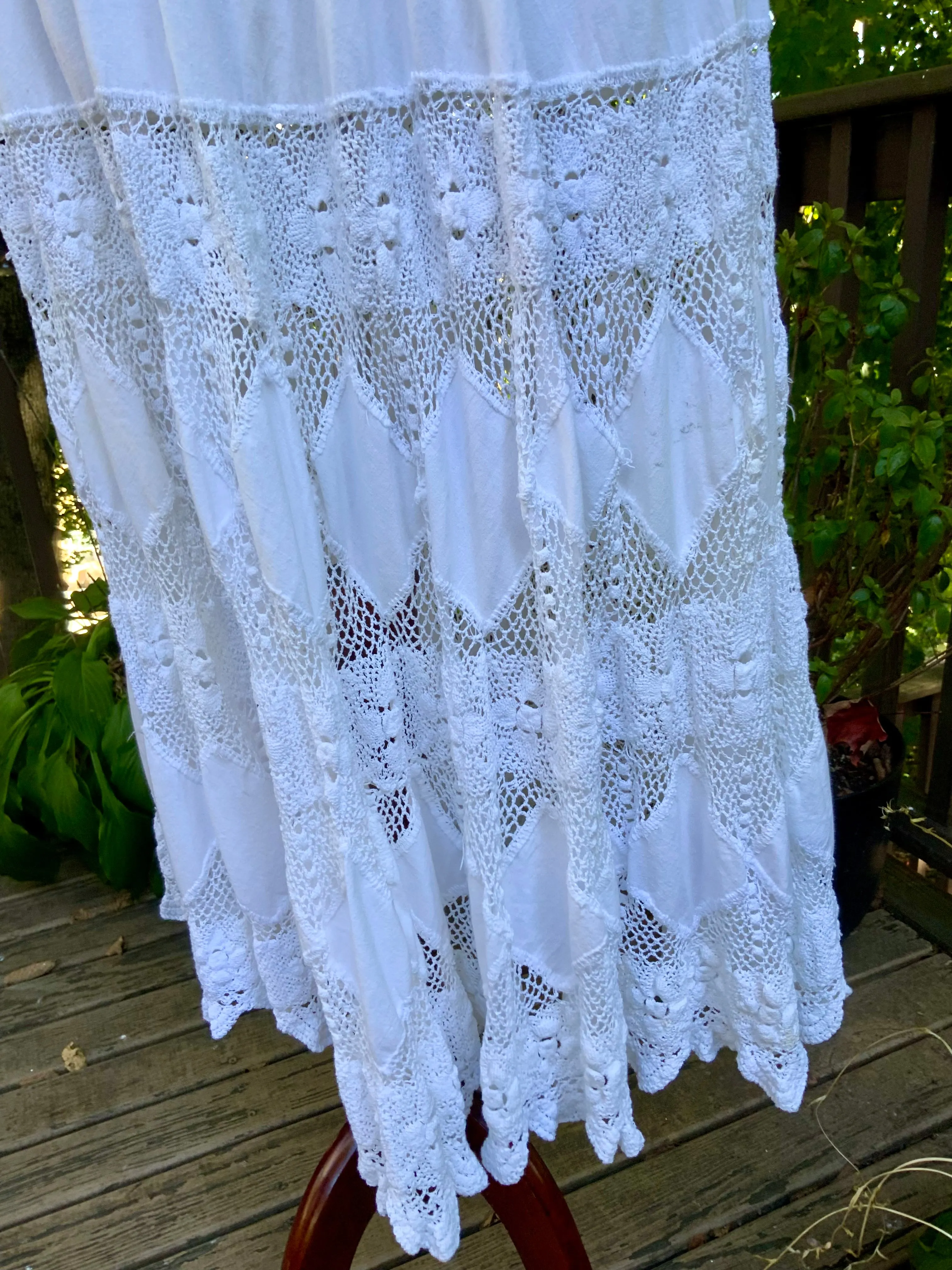 Antique Skirt Cotton and Irish Lace - 20s - 20S
