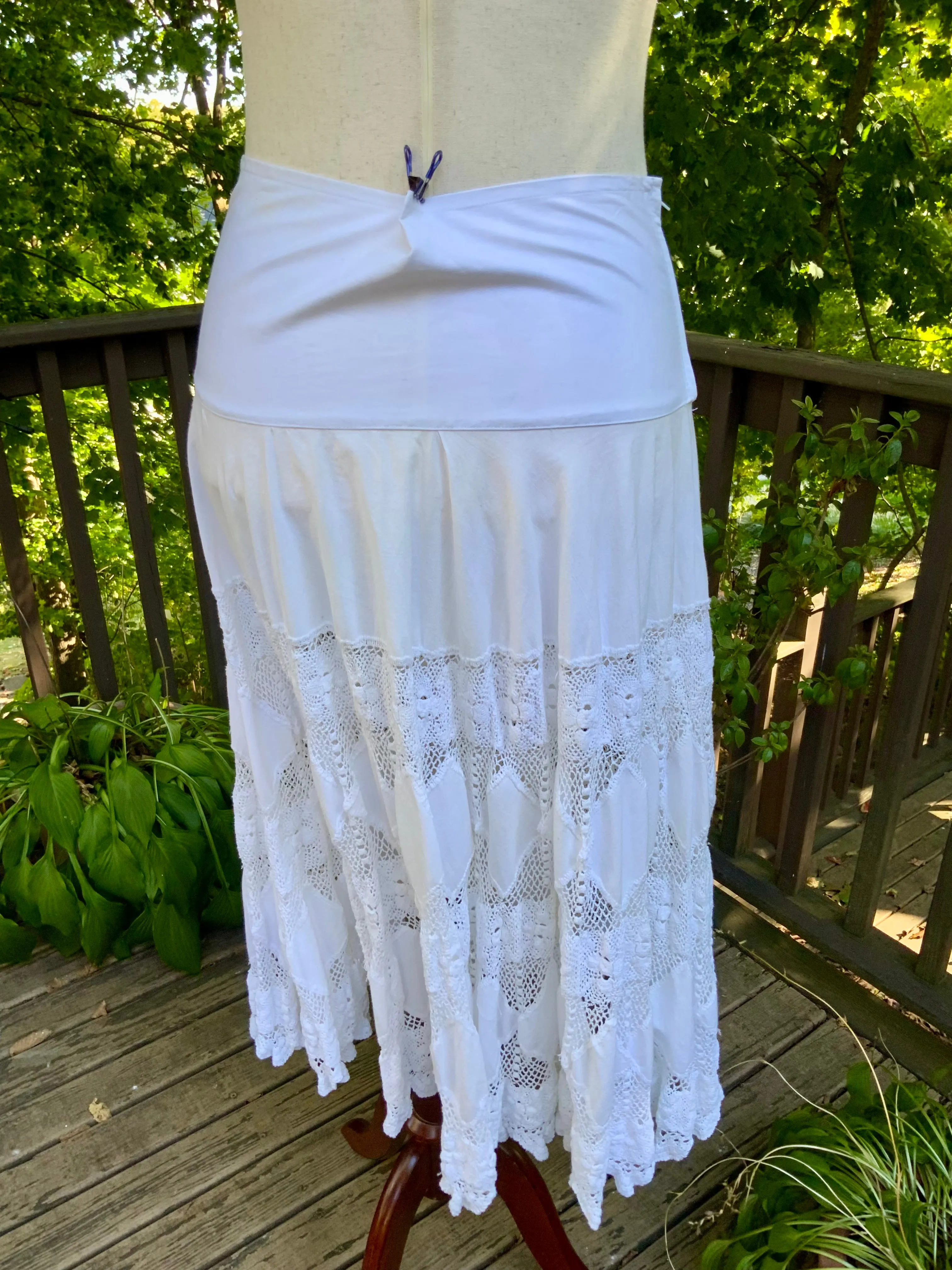 Antique Skirt Cotton and Irish Lace - 20s - 20S