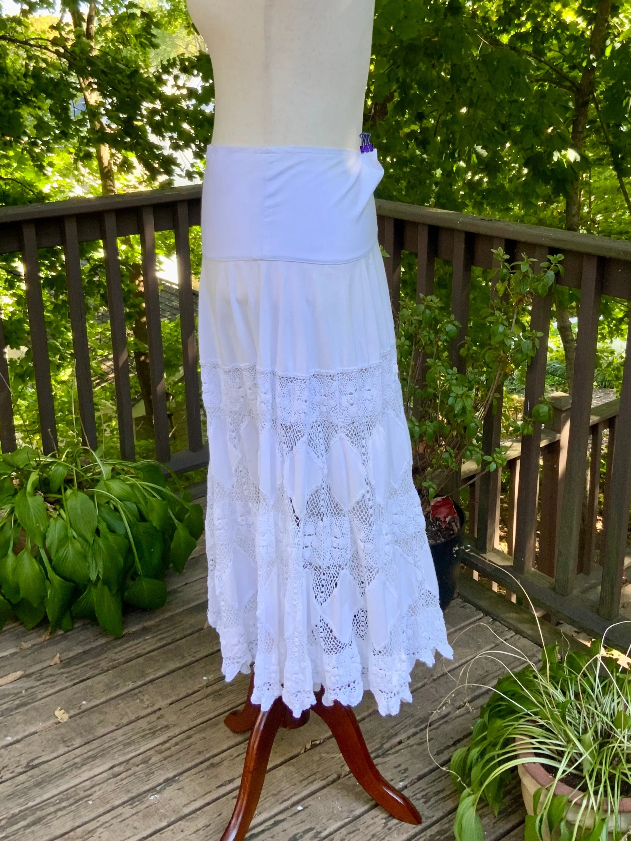 Antique Skirt Cotton and Irish Lace - 20s - 20S