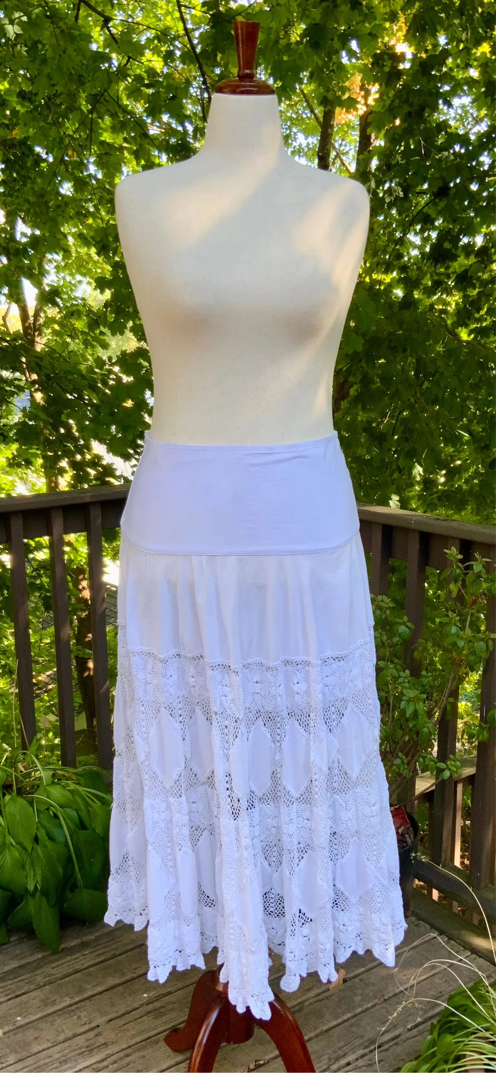 Antique Skirt Cotton and Irish Lace - 20s - 20S
