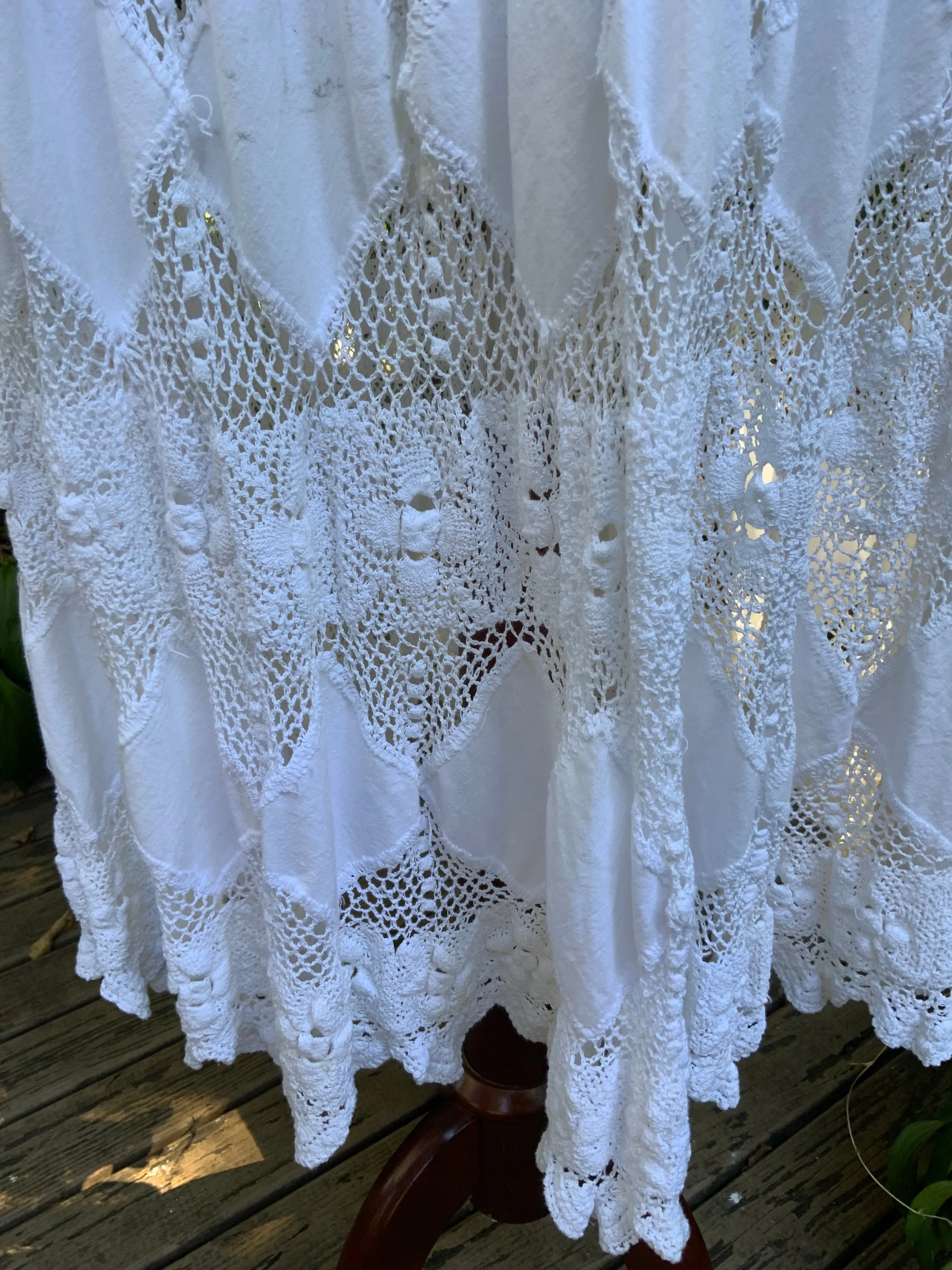 Antique Skirt Cotton and Irish Lace - 20s - 20S