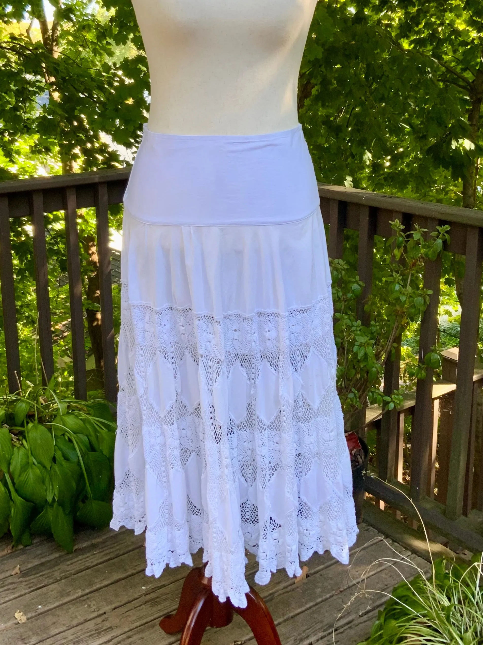 Antique Skirt Cotton and Irish Lace - 20s - 20S