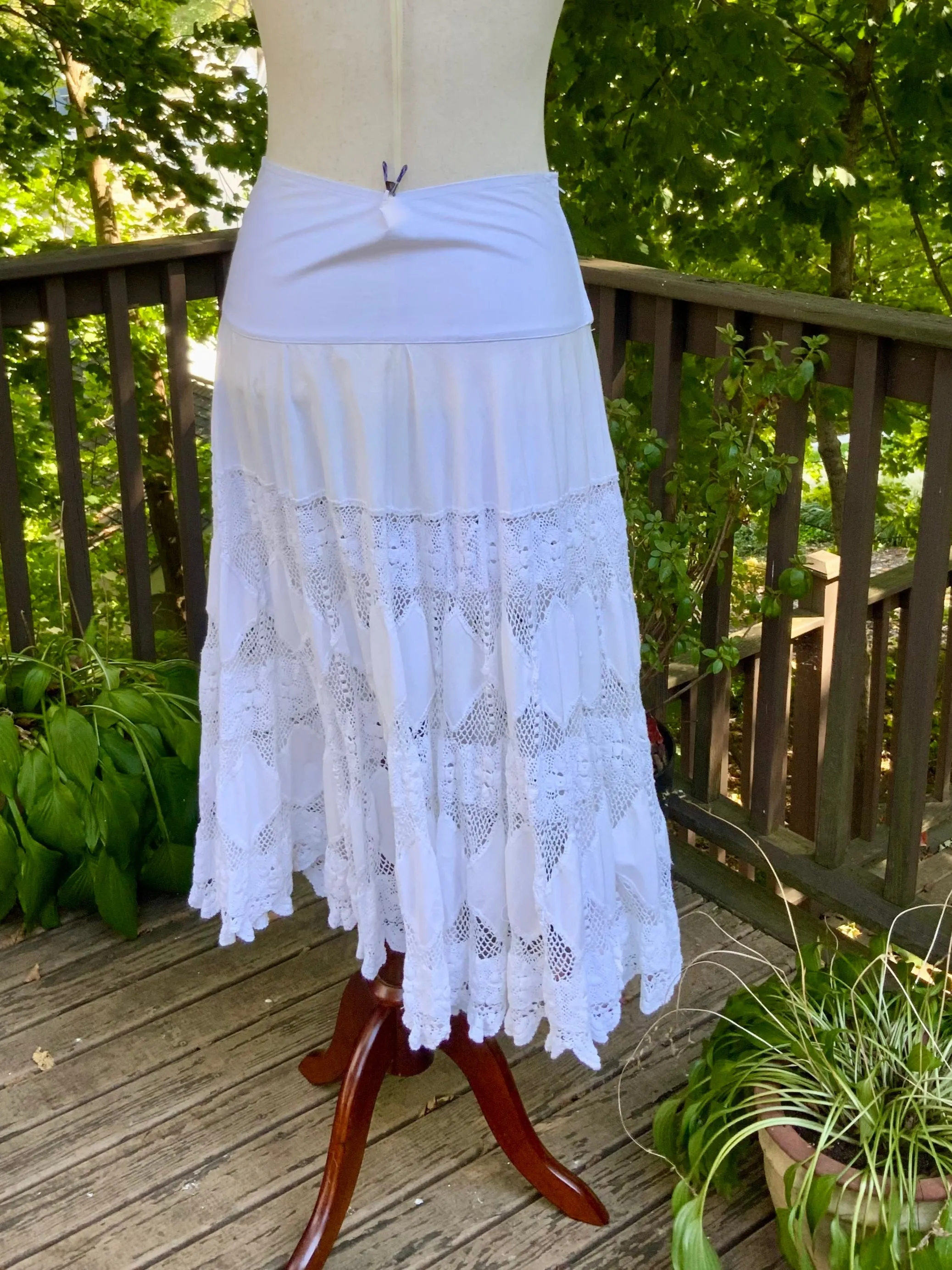 Antique Skirt Cotton and Irish Lace - 20s - 20S