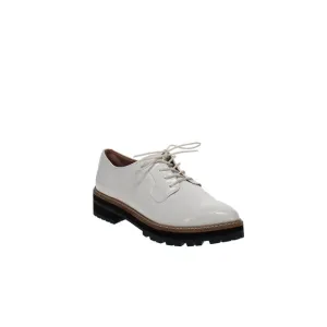 Aqua Womens Rena Faux Leather Lace-Up Loafers White Croc 9.5 M