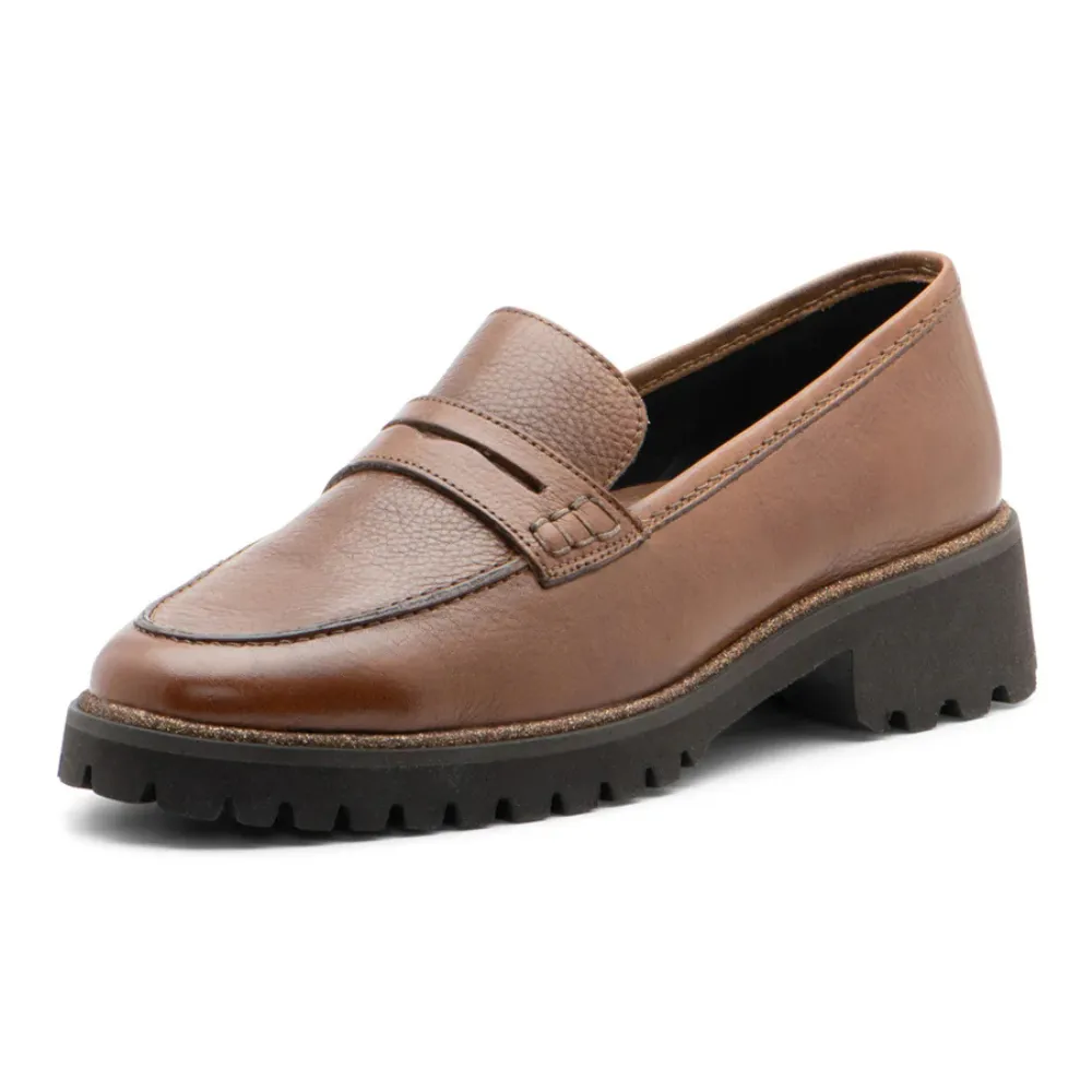 Ara Karina Brown Leather Chunky Sole Loafer (Women's)