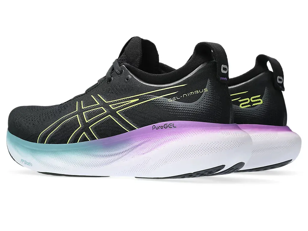 Asics Womens Gel Nimbus 25 Wide - Black/Glow Yellow (1012B437-004)