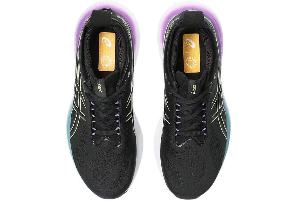 Asics Womens Gel Nimbus 25 Wide - Black/Glow Yellow (1012B437-004)