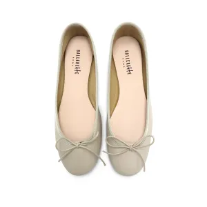 Beige leather ballet flats