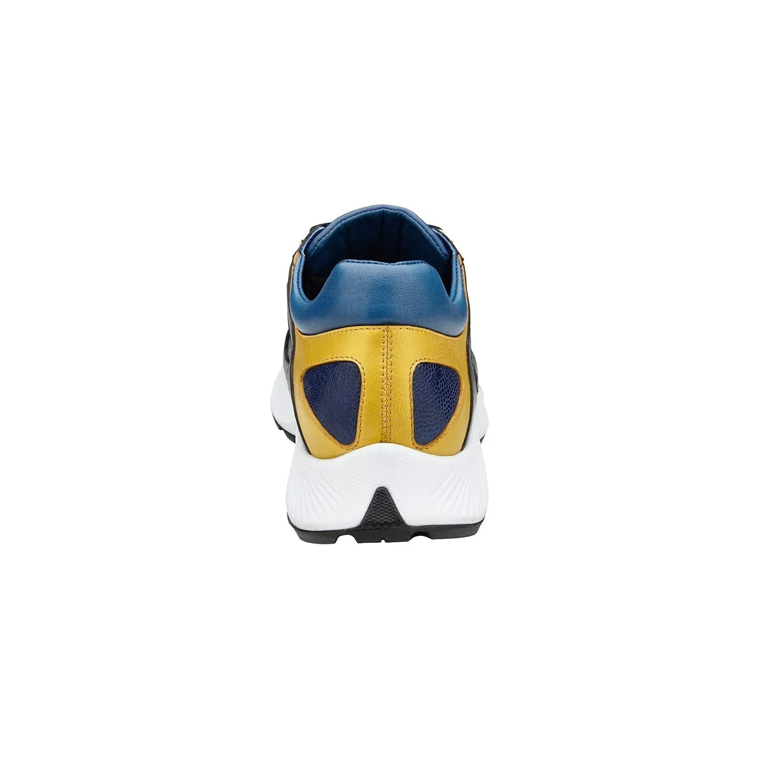 Belvedere Adam in Gold, Electric Blue & Black Exotic Ostrich / Calf-Skin Leather Sneaker