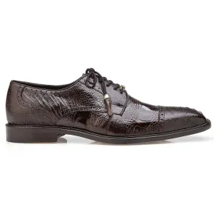 Belvedere Batta Chocolate Men's Genuine Ostrich Cap Toe Lace Up Shoes