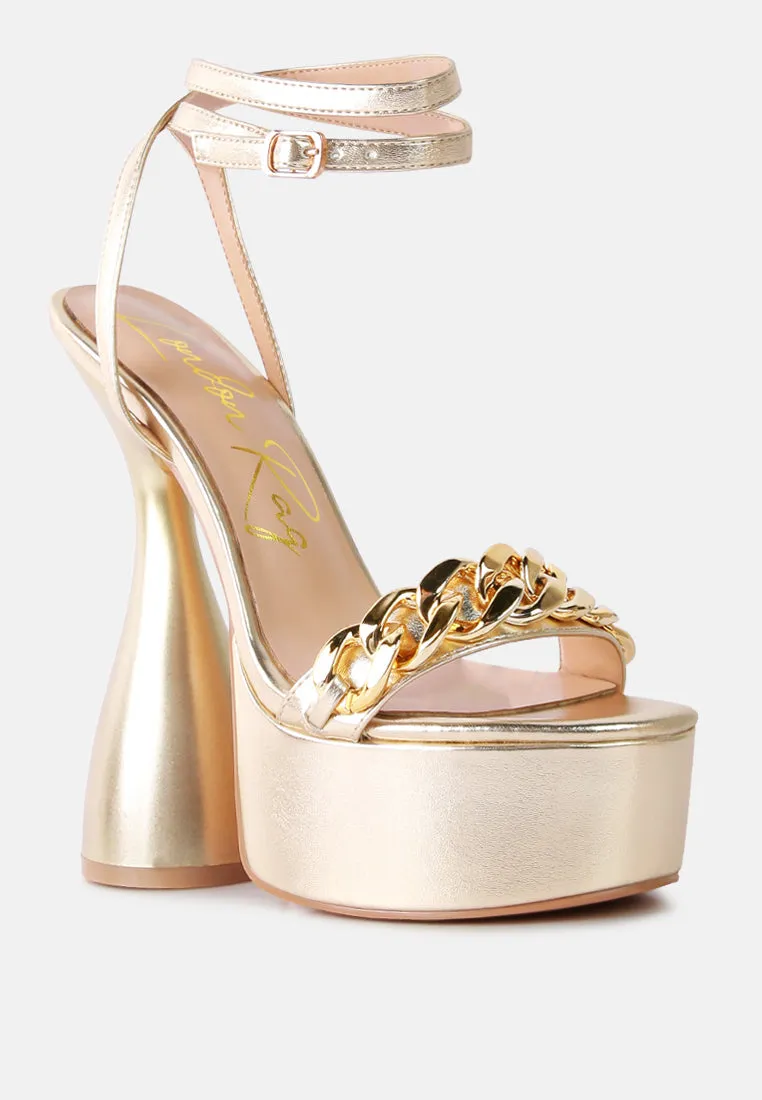 Big Bash Metallic High Platform Chunky Sandals By Ruw