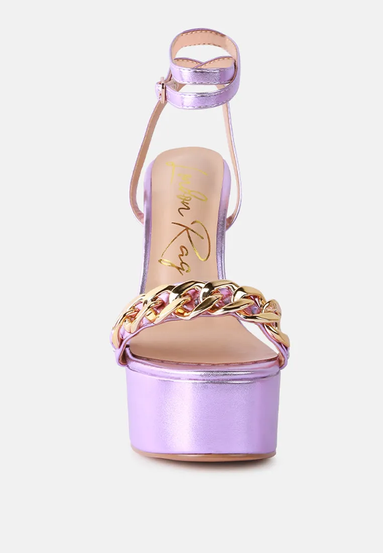 Big Bash Metallic High Platform Chunky Sandals By Ruw