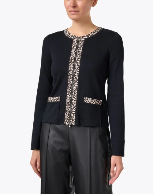 Black and Leopard Print Cardigan