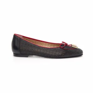 Black and Red Patent Leather Heart Shaped Ballet Flat