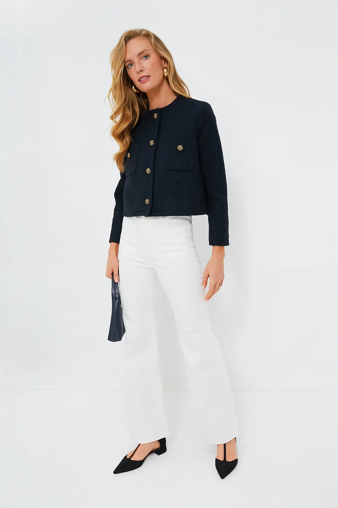 Black Grosgrain Collins Flats