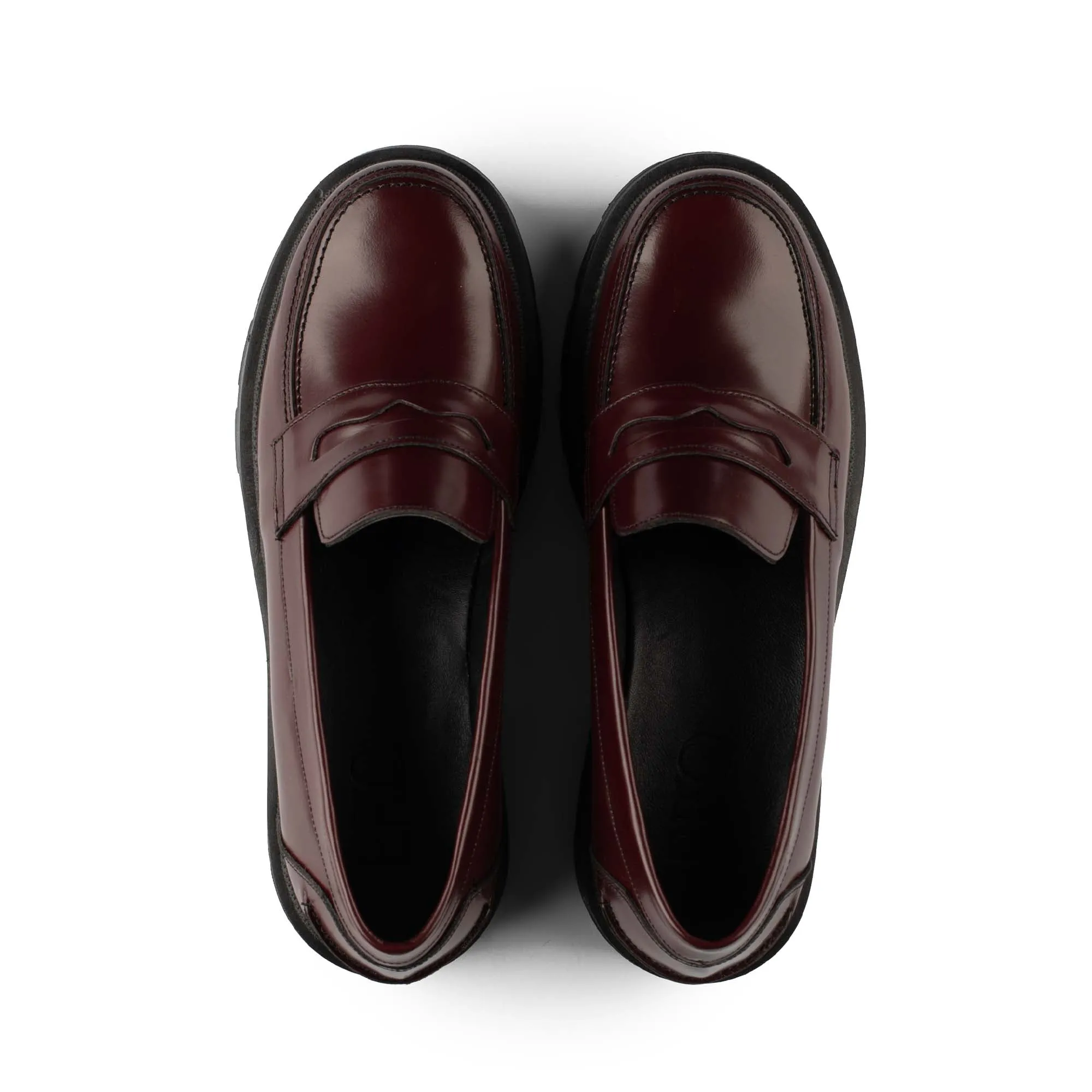 Brio Modern Platform Loafers-Burgundy