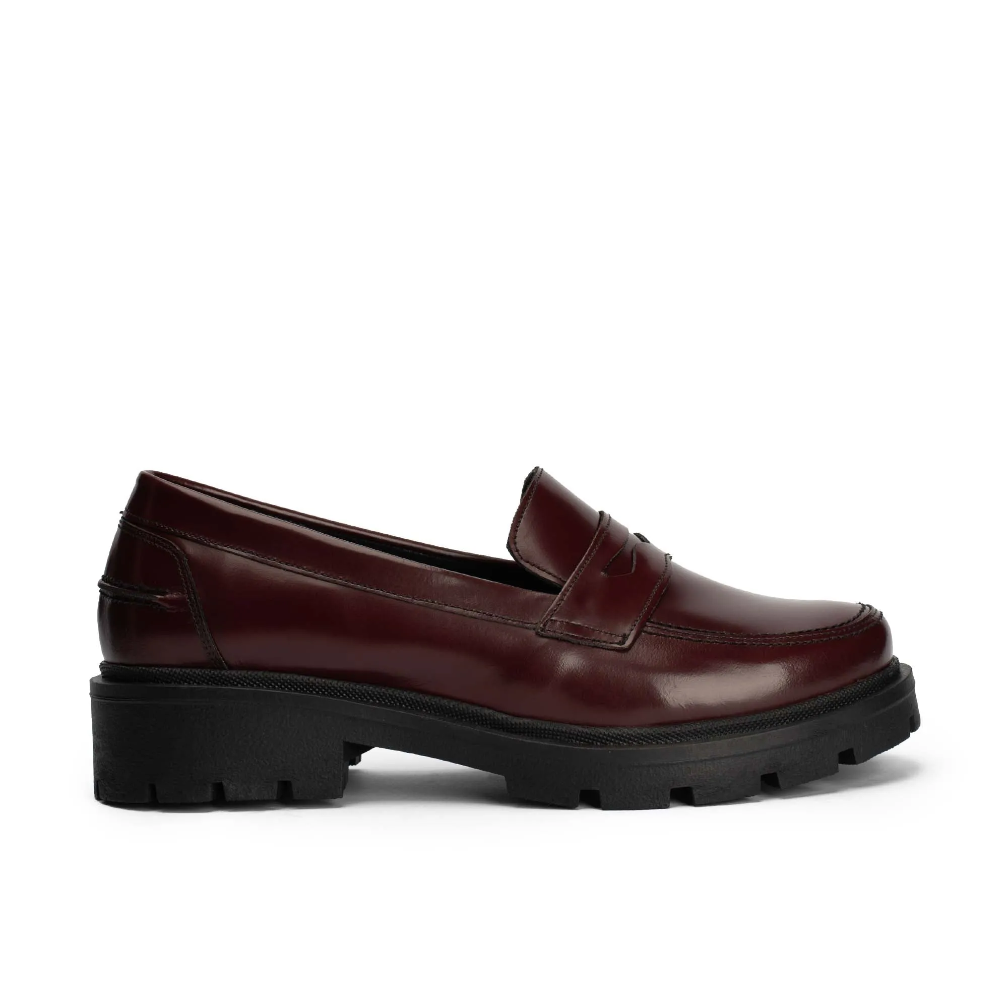 Brio Modern Platform Loafers-Burgundy