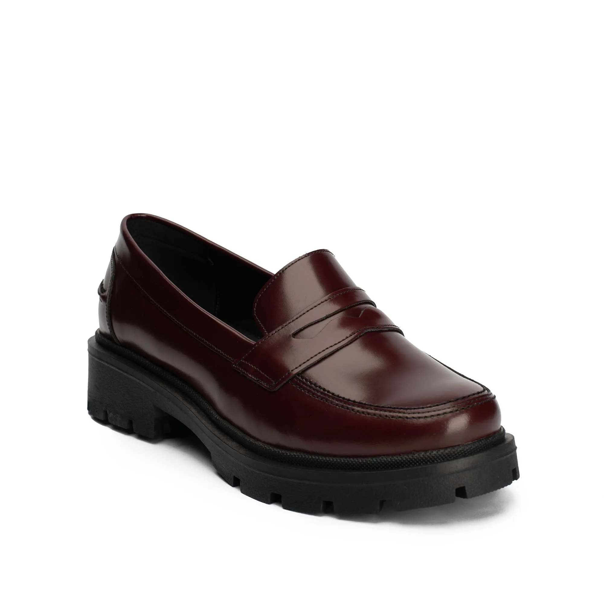 Brio Modern Platform Loafers-Burgundy