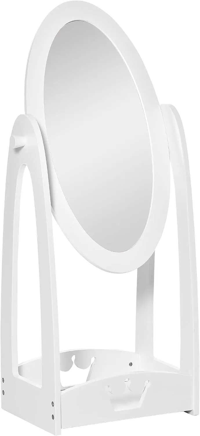 Children's mirror | Freestanding Oval Tilting Mirror with Storage Box | White | 3-8 Years