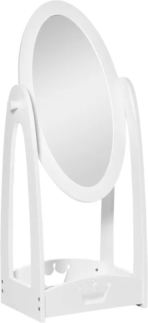 Children's mirror | Freestanding Oval Tilting Mirror with Storage Box | White | 3-8 Years