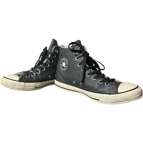 Converse Chuck Taylor All Star Fur Lined Leather High Top Black Unisex W9.5 M7.5