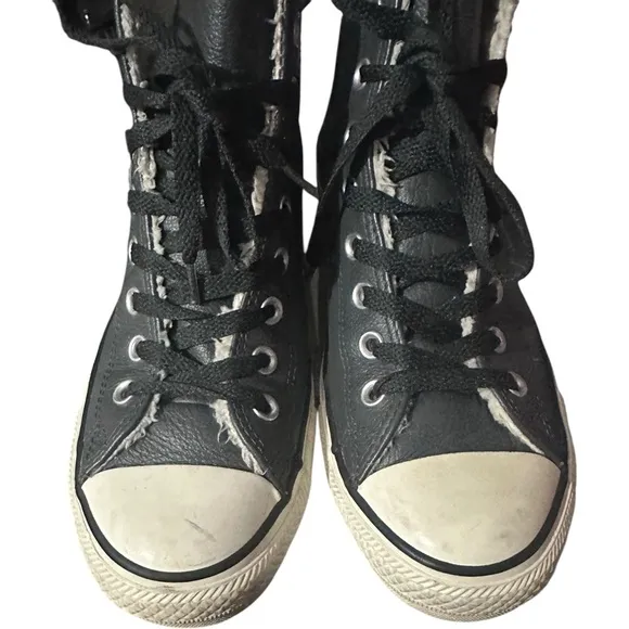 Converse Chuck Taylor All Star Fur Lined Leather High Top Black Unisex W9.5 M7.5